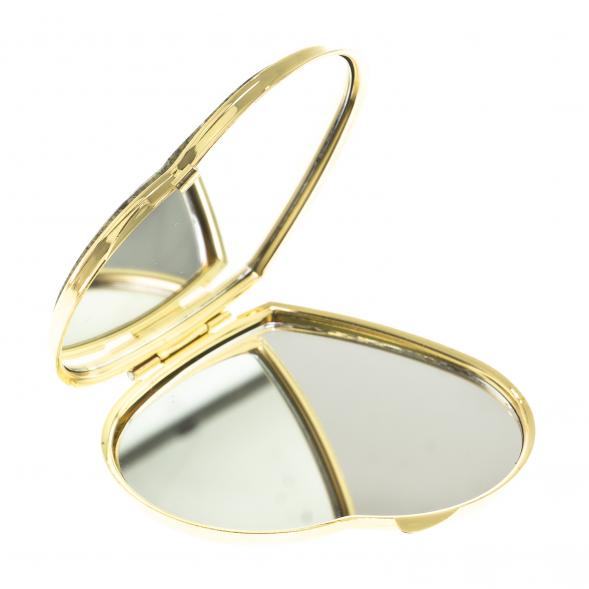 Зеркальце &amp;quot;Сердце&amp;quot; из змеевика с прямой ящерицей цвет золото 124194