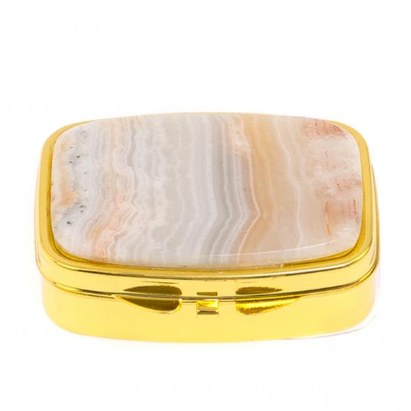 Таблетница на 2 отделения камень шайтанский переливт цвет золото 125155