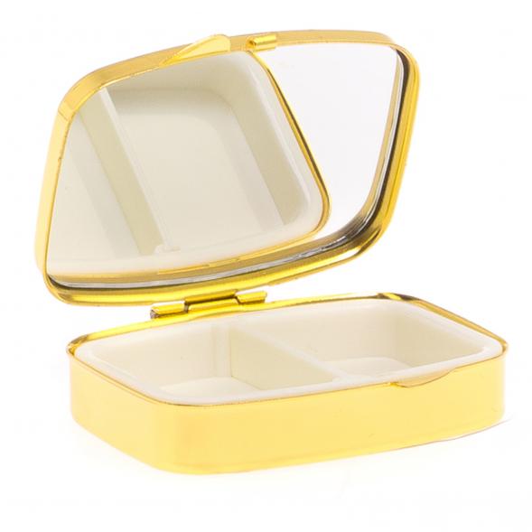 Таблетница на 2 отделения камень шайтанский переливт цвет золото 125155