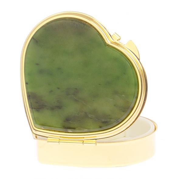 Таблетница &amp;quot;Сердце&amp;quot; на 3 отделения камень нефрит цвет золото 125624