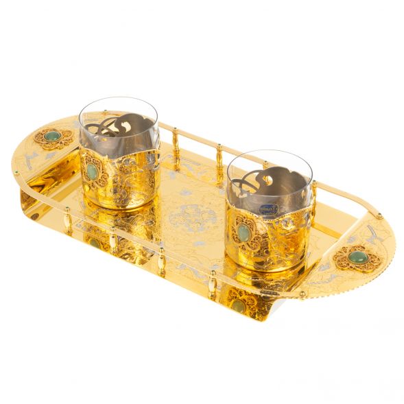 Набор для виски &amp;quot;На двоих&amp;quot; 2 стакана на подносе Златоуст 127141