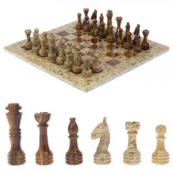 Каменные шахматы &amp;quot;Дебют&amp;quot; 38х38 см оникс ракушечник