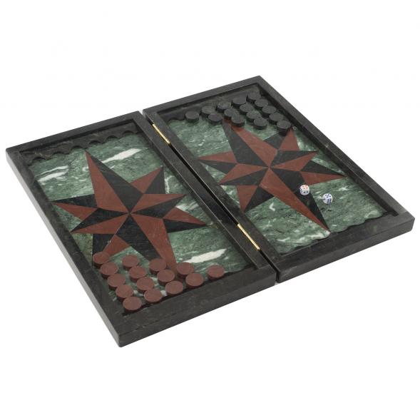 Подарочные нарды из камня &amp;quot;Звезда&amp;quot; змеевик и лемезит 120498