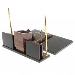 Письменный прибор "Менеджер" с часами камень лемезит