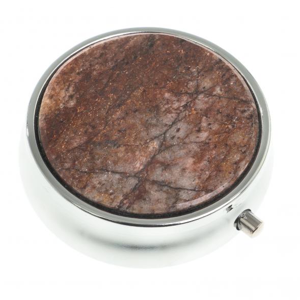 Таблетница на 3 отсека камень авантюрин цвет серебро 123198