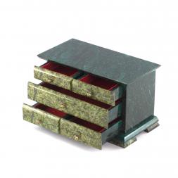 Ларец &amp;quot;Комод&amp;quot; 5 ящиков змеевик 21x12x16 см