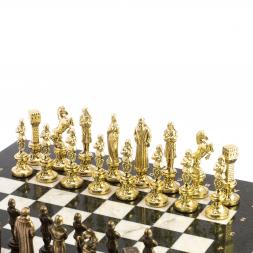 Шахматы &amp;quot;Ренессанс&amp;quot; доска 36х36 см мрамор, змеевик фигуры цвет бронза-золото