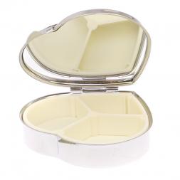 Таблетница "Сердце" на 3 отделения камень нефрит цвет серебро