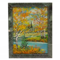 Картина из камня &amp;quot;Осенний пейзаж&amp;quot; рамка змеевик 19х24 см