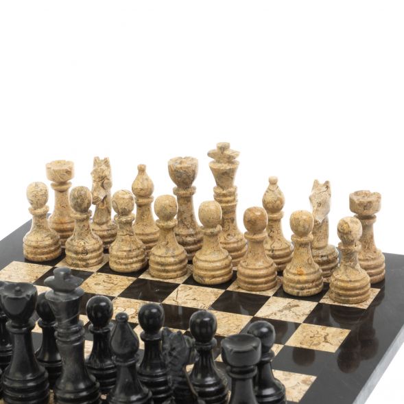 Каменные шахматы &amp;quot;Дебют&amp;quot;  доска 30х30 см мрамор ракушечник 127702