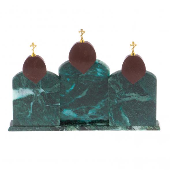 Икона с подсвечником Триптих змеевик лемезит 33,5х9,5х24 см 119940