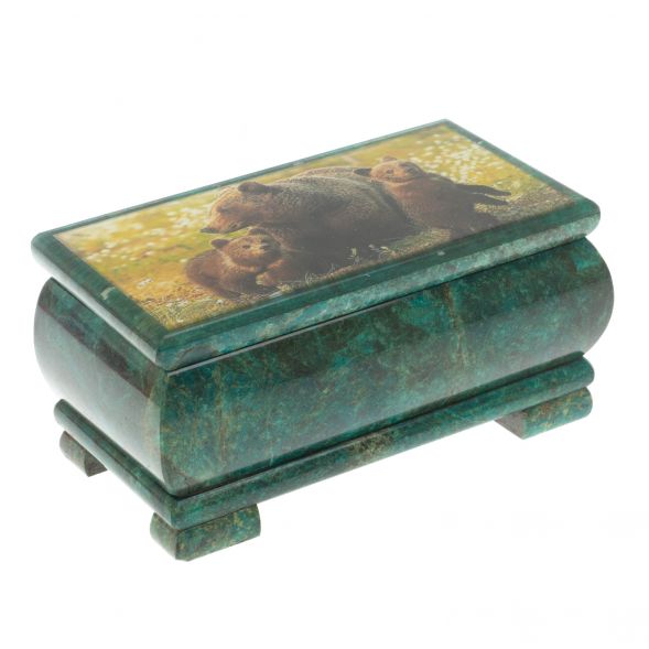 Шкатулка &amp;quot;Мишки&amp;quot;&amp;quot; из змеевика 16х8х7,5 см 128853