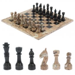 Шахматы из камня &amp;quot;Виктория&amp;quot; доска 38х38 см оникс мрамор