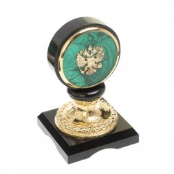 Настольный набор из малахита &amp;quot;Георгий Победоносец&amp;quot;