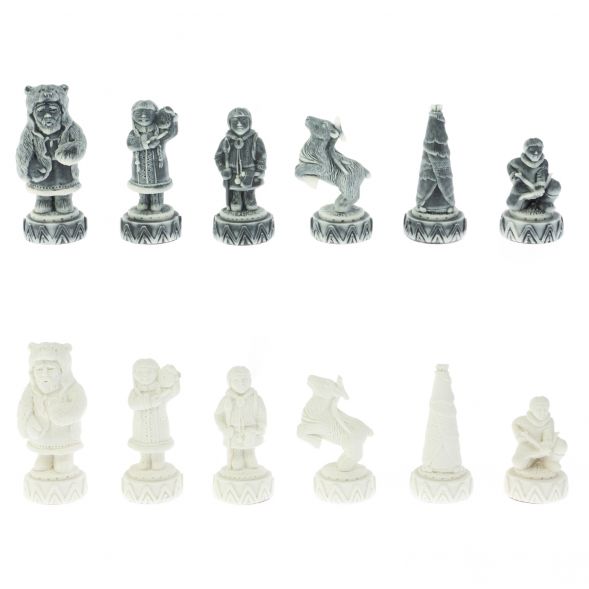 Шахматы &amp;quot;Северные народы&amp;quot; доска 40х40 см шабровский змеевик мрамор 128087