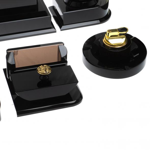 Настольный набор &amp;quot;Лев&amp;quot; из черного обсидиана 128703