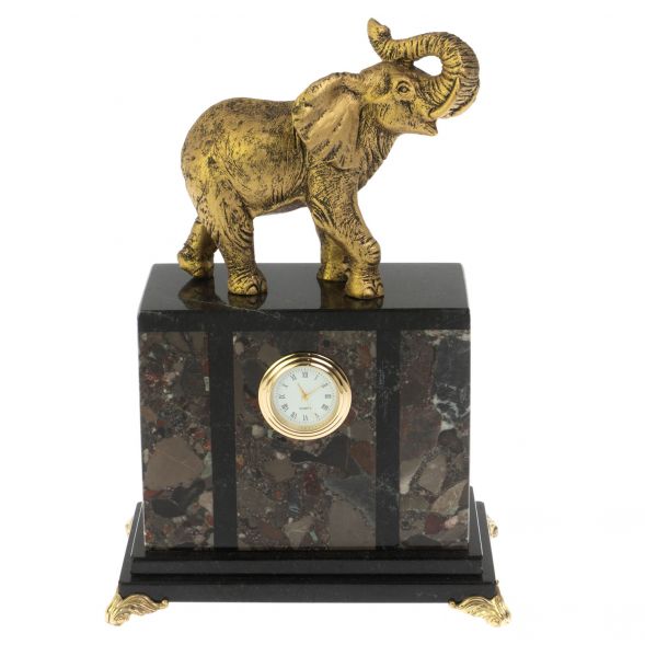 Часы &amp;quot;Слон&amp;quot; из камня конгломерат 128779