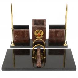 Письменный набор &amp;quot;Менеджер&amp;quot; из лемезита с гербом РФ