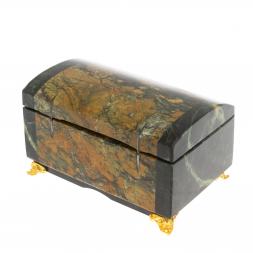 Шкатулка "Сундук" из лиственита и змеевика
