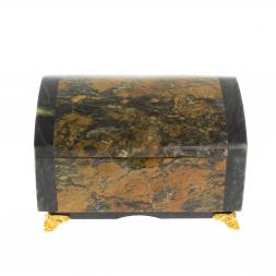 Шкатулка "Сундук" из лиственита и змеевика