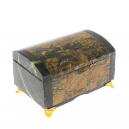 Шкатулка "Сундук" из лиственита и змеевика