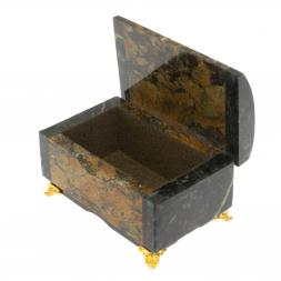 Шкатулка "Сундук" из лиственита и змеевика