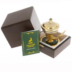 Икорница "Стерлядка" из нефрита Златоуст