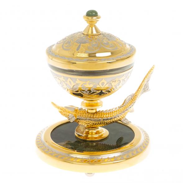 Икорница &amp;quot;Стерлядка&amp;quot; из нефрита Златоуст 130032