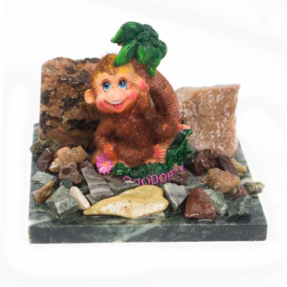 Сувенир &amp;quot;Обезьянка на пальме №4&amp;quot; змеевик 116751