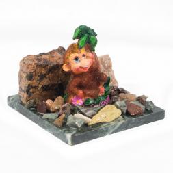 Сувенир "Обезьянка на пальме №4" змеевик