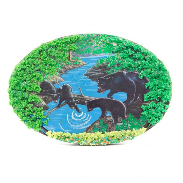 Панно из камня на подставке &amp;quot;Медведи у ручья&amp;quot; 19х3,5х13 см 116887