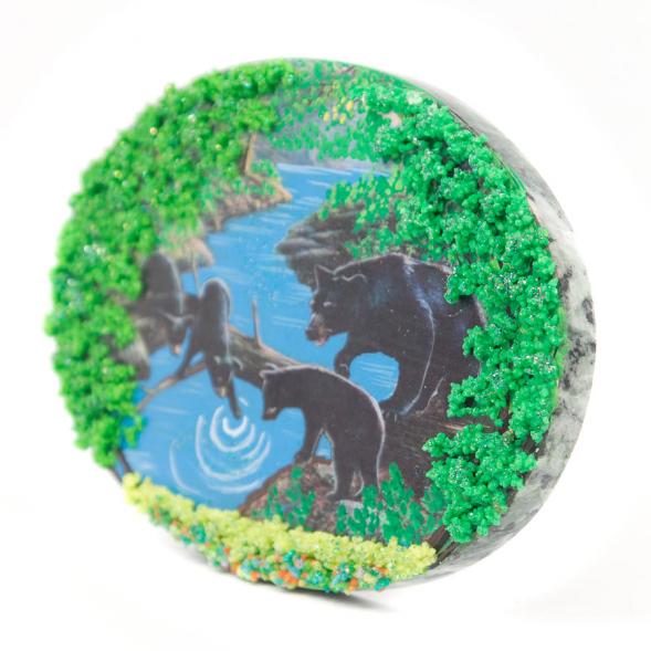 Панно из камня на подставке &amp;quot;Медведи у ручья&amp;quot; 19х3,5х13 см 116887