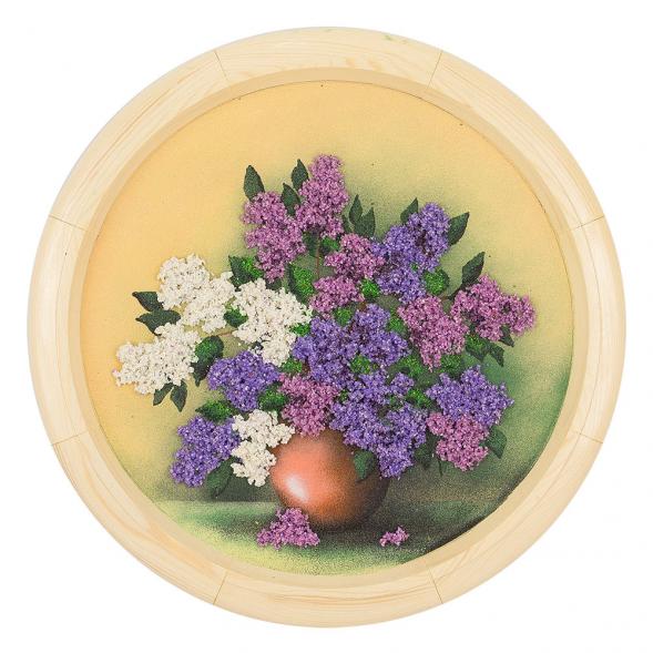 Панно каменное на тарелке из дерева &amp;quot;Сирень&amp;quot; 40 см 112281