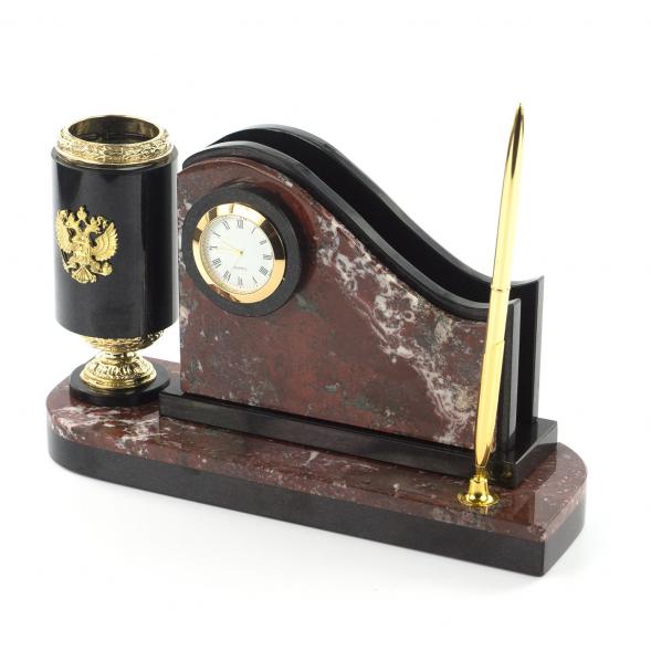 Письменный набор &amp;quot;Герб России&amp;quot; из камня креноид 119291