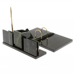 Письменный набор &amp;quot;Менеджер&amp;quot; из змеевика с часами