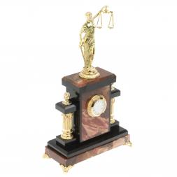 Часы из бронзы "Фемида" камень яшма