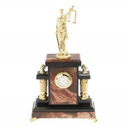 Часы из бронзы "Фемида" камень яшма