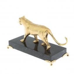 Статуэтка из бронзы "Пума" на подставке из камня долерит