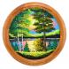 Панно каменное на тарелке из дерева &amp;quot;Летний пейзаж&amp;quot; 40 см 111128