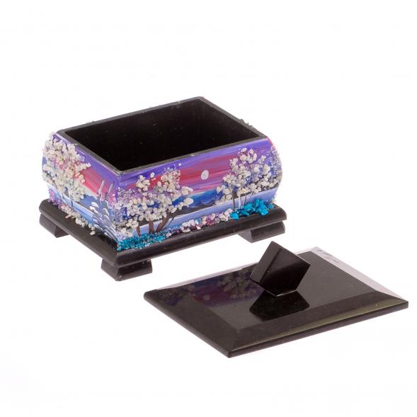 Шкатулка из черного змеевика &amp;quot;Зимний пейзаж&amp;quot; 12х10х9,5 см 125309