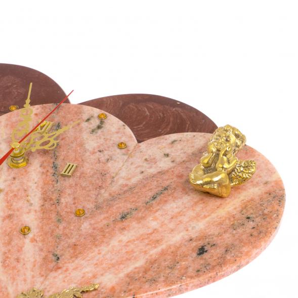 Настенные часы &amp;quot;Два Сердца&amp;quot; из лемезита и мрамора 126224