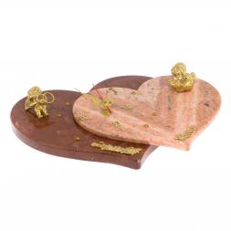 Настенные часы &amp;quot;Два Сердца&amp;quot; из лемезита и мрамора