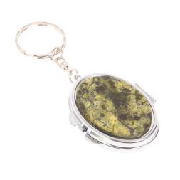 Складное зеркало брелок из змеевика овальное