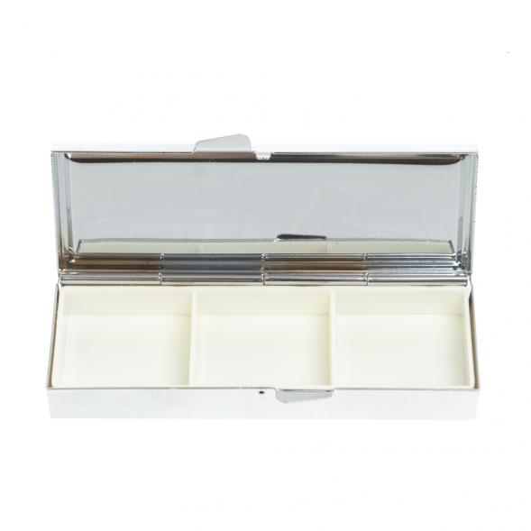 Таблетница на 3 отделения камень соколиный глаз цвет серебро 126989