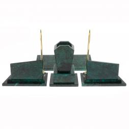 Офисный канцелярский набор &amp;quot;Бюрократ&amp;quot; из темно-зеленого змеевика