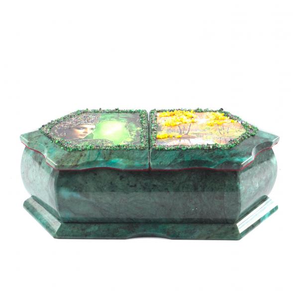 Шкатулка с двумя отделениями &amp;quot;Хозяйка медной горы / Осенний пейзаж&amp;quot; 20х10х7,5 см 121436