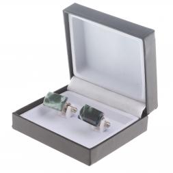 Запонки камень офит прямоугольные