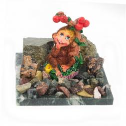 Сувенир "Обезьянка под деревом "Успехов" №4" змеевик