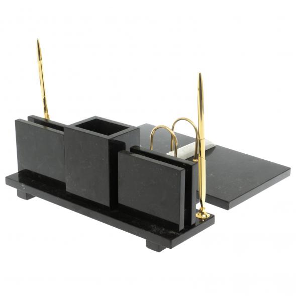 Настольный набор &amp;quot;Офисный&amp;quot; из мармора и змеевика с гербом РФ 129509