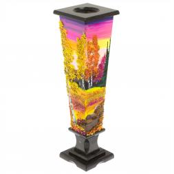 Ваза &amp;quot;Осень. Закат&amp;quot; из черного змеевика 12х12х34 см